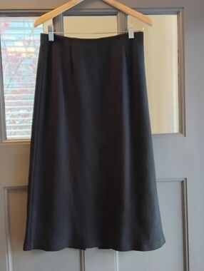 Vintage Clio Black A-Line Midi Skirt Size M